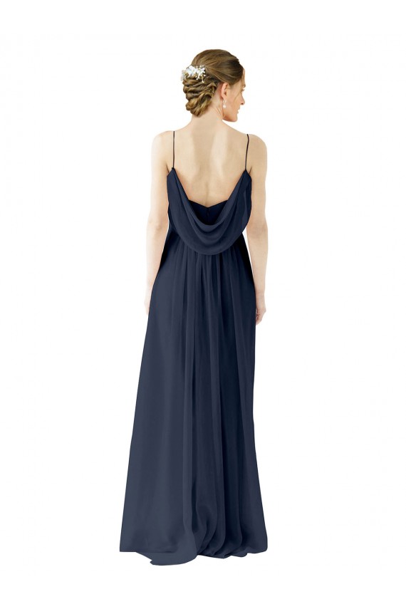 Chiffon Spaghetti straps Sleeveless Open Back Long Bridesmaid Dress / Evening Gowns Kent