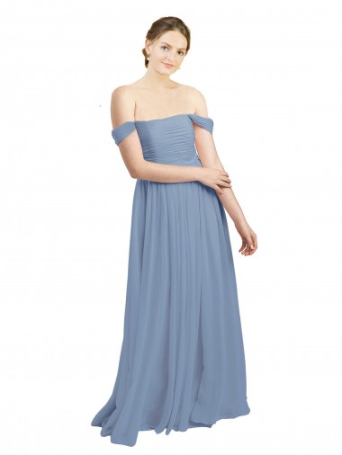 Soft Chiffon Off the Shoulder Sleeveless Open Back Long Formal Dress / Bridesmaid Dress Kent