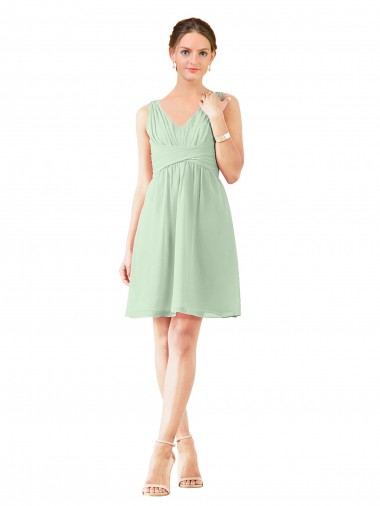 Soft Chiffon V-Neck Sleeveless Knee Length Bridesmaid Dress Kent
