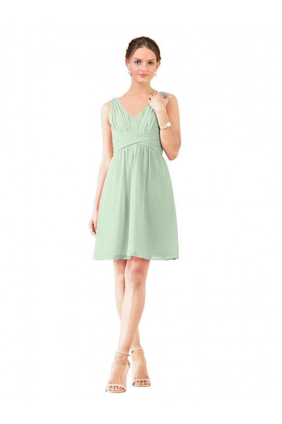Soft Chiffon V-Neck Sleeveless Knee Length Bridesmaid Dress Kent