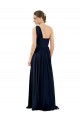 Chiffon One Shoulder Sleeveless Dark Navy Long Bridal Party Dress / Evening Dress Kent