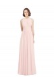 Soft Chiffon Halter Neck Sleeveless Keyhole Back Pink Long Bridesmaid Dress Kent