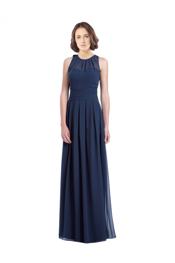 Chiffon Halter Neck Sleeveless Keyhole Back Long Floor Length Bridesmaid Dress Kent