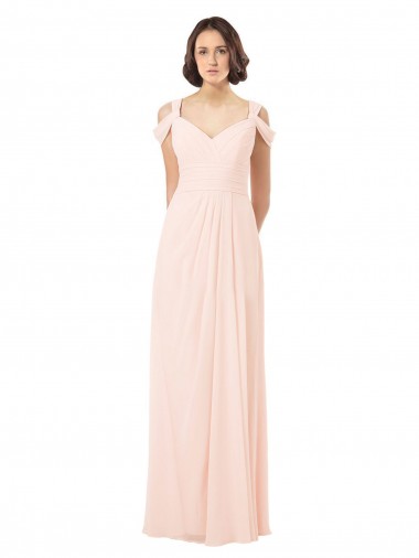 Chiffon Off the Shoulder Sleeveless Keyhole Back Long Bridesmaid Dress / Evening Dress Kent