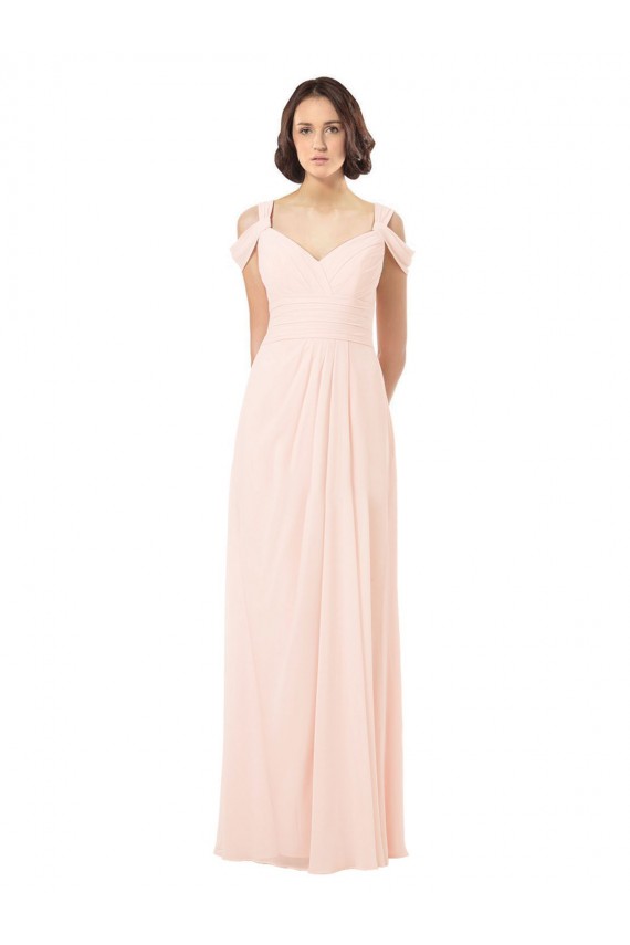Chiffon Off the Shoulder Sleeveless Keyhole Back Long Bridesmaid Dress / Evening Dress Kent