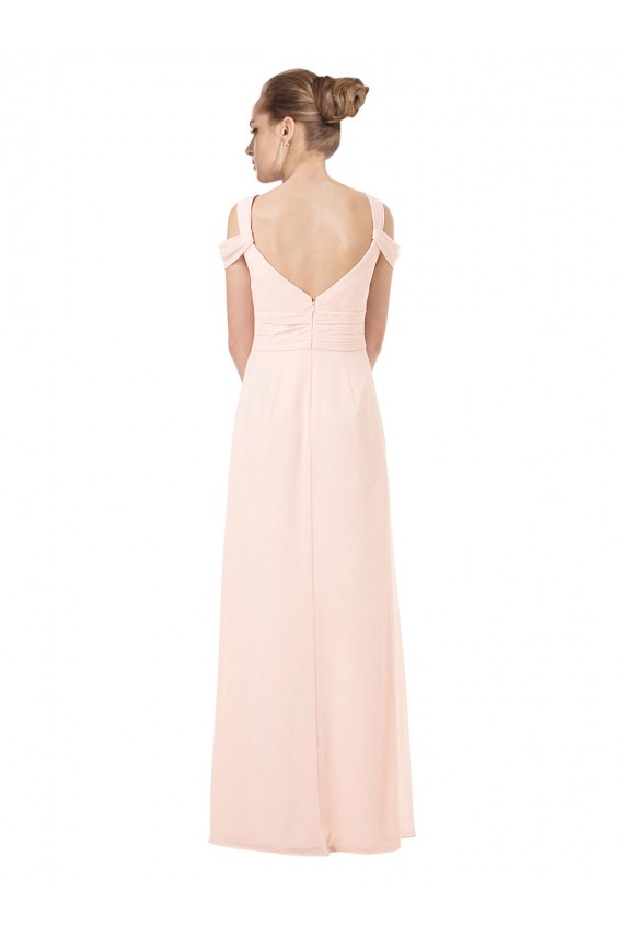 Chiffon Off the Shoulder Sleeveless Keyhole Back Long Bridesmaid Dress / Evening Dress Kent