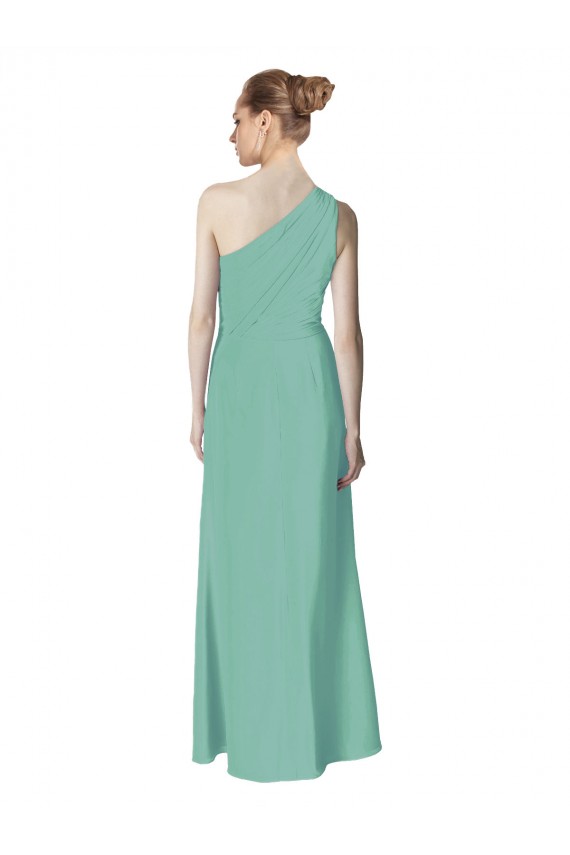 Soft Chiffon One Shoulder Sleeveless Jade Long Bridesmaid Dress Kent