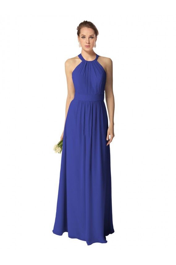 Soft Chiffon Halter Neck Sleeveless Long Evening Dress / Bridesmaid Dress Kent