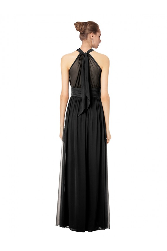 Soft Chiffon Halter Neck Sleeveless Keyhole Back Hunter Long Bridesmaid Dress Kent