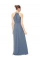 Soft Chiffon Spaghetti Straps Sleeveless Midnight Green Long Bridesmaid Dress Kent