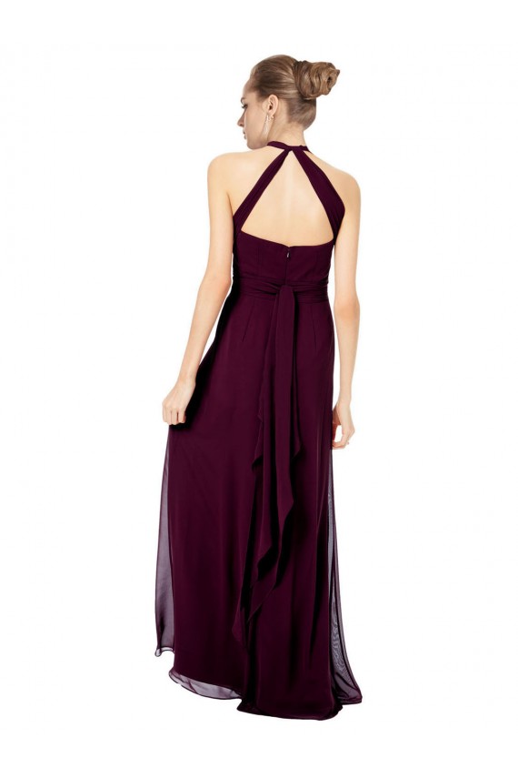 Soft Chiffon Halter Neck Sleeveless Twist Back Long Formal Dress / Bridesmaid Dress Kent