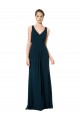 Soft Chiffon V-Neck Sleeveless Midnight Green Long Bridesmaid Dress Kent