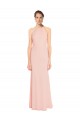 Chiffon Spaghetti Straps Sleeveless Pink Long Bridesmaid Dress Kent