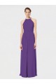 Soft Chiffon Spaghetti Straps Sleeveless Open Back Plum Purple Long Bridesmaid Dress Kent