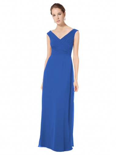 Soft Chiffon Off the Shoulder Sleeveless V-Back Long Bridesmaid Dresses Kent