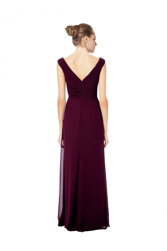 Soft Chiffon Off the Shoulder Sleeveless V-Back Long Bridesmaid Dresses Kent