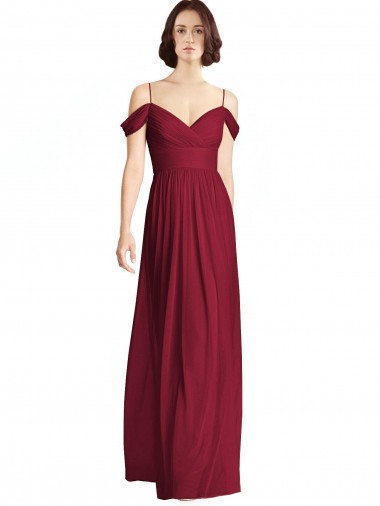Soft Chiffon Off the Shoulder Sleeveless Long Bridesmaid Dresses Kent