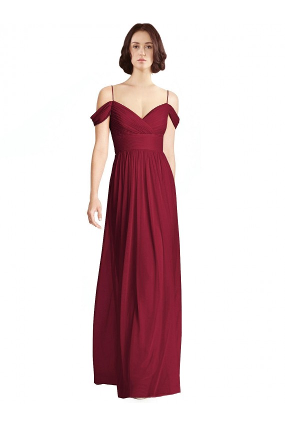 Soft Chiffon Off the Shoulder Sleeveless Long Bridesmaid Dresses Kent