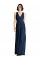 Chiffon V-Neck Sleeveless Dark Navy Long Floor Length Bridesmaid Dress Kent