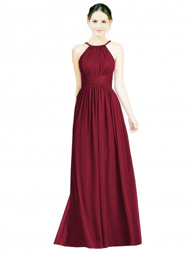 Chiffon Halter Neck Sleeveless Open Back Long Formal Dress / Bridesmaid Dress Kent