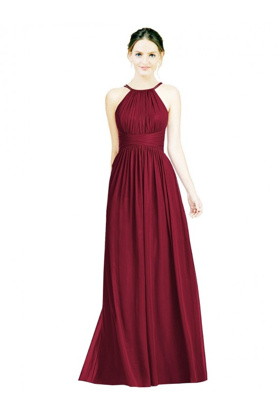 Chiffon Halter Neck Sleeveless Open Back Long Formal Dress / Bridesmaid Dress Kent