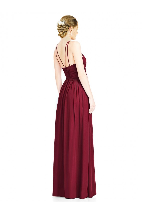 Chiffon Halter Neck Sleeveless Open Back Long Formal Dress / Bridesmaid Dress Kent