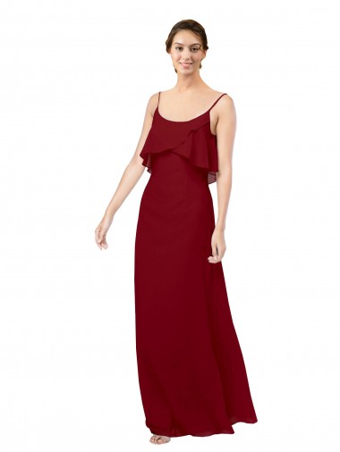 Soft Chiffon Scoop Neck Sleeveless V-Back Long Bridesmaid Dress Kent