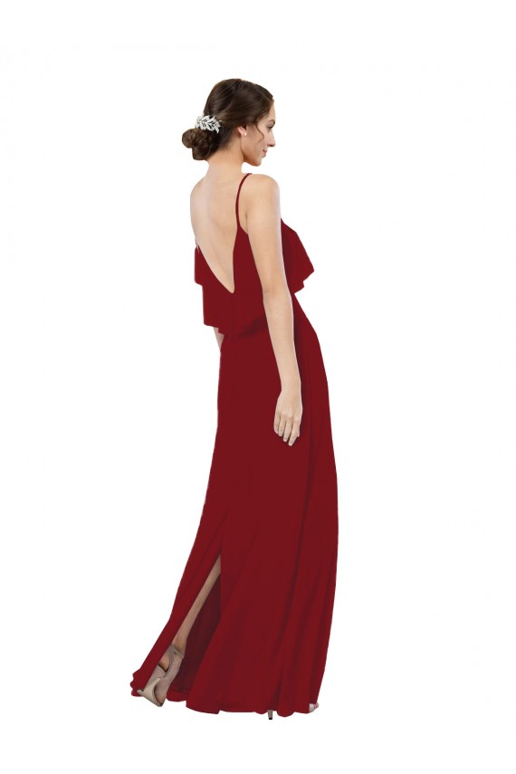 Soft Chiffon Scoop Neck Sleeveless V-Back Long Bridesmaid Dress Kent