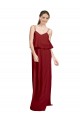 Chiffon Spaghetti Straps Sleeveless Open Back Long Bridesmaid Dress Kent