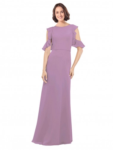 Soft Chiffon High Neck Cold Shoulder Open Back Long Bridesmaid Dresses Kent