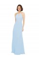 Soft Chiffon Halter Neck Sleeveless Long Wedding Party Dress Kent