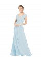 Soft Chiffon V-Neck Sleeveless Sea Glass Long Bridesmaid Dress Kent