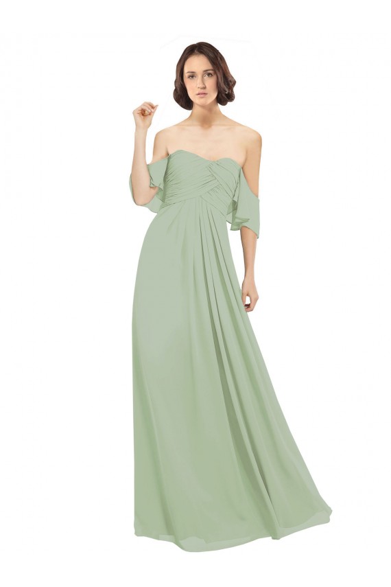 Soft Chiffon Off the Shoulder Cold Shoulder Long Bridesmaid Dress Kent
