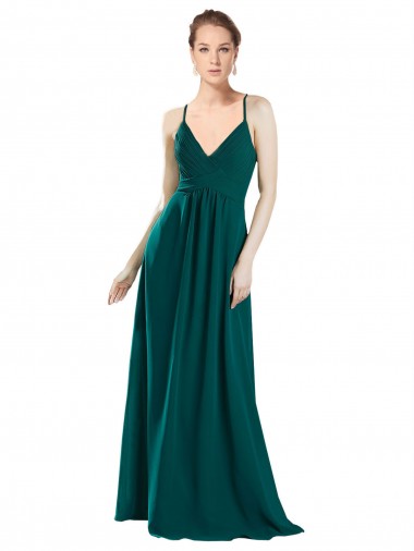 Chiffon V-Neck Sleeveless Keyhole Back Long Bridesmaid Dress / Evening Dress Kent