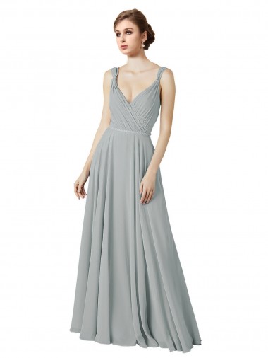 Chiffon V-Neck Sleeveless Long Bridesmaid Dress / Evening Dress Kent