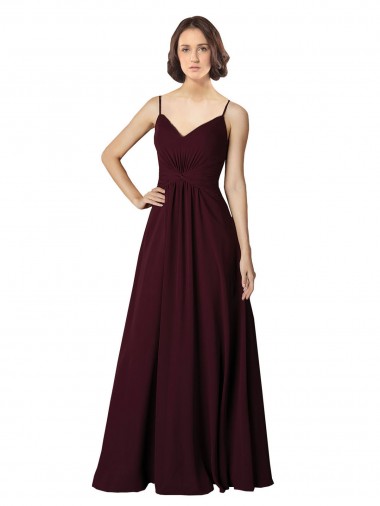 Soft Chiffon V-Neck Sleeveless Long Bridesmaid Gown Kent
