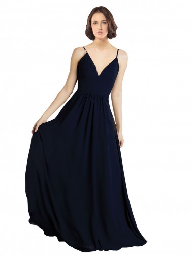 Chiffon V-Neck Sleeveless Long Bridesmaid Dress & Gowns Kent