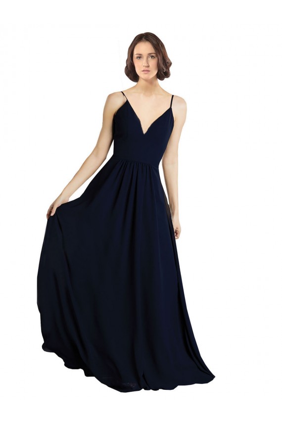 Chiffon V-Neck Sleeveless Long Bridesmaid Dress & Gowns Kent