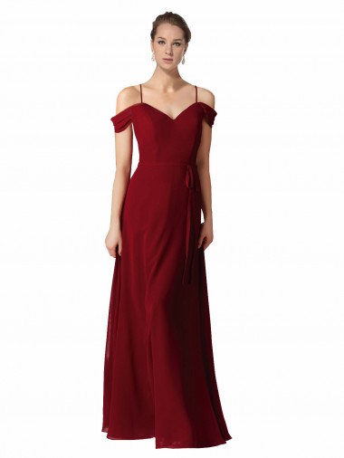 Chiffon Sweetheart Sleeveless Burgundy Long Bridesmaid Dress / Evening Dress Kent