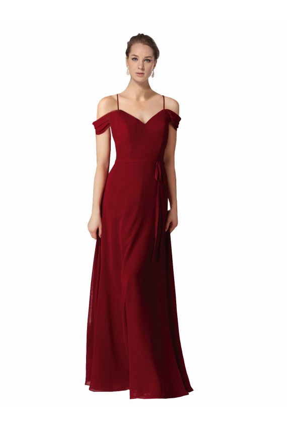Chiffon Sweetheart Sleeveless Burgundy Long Bridesmaid Dress / Evening Dress Kent