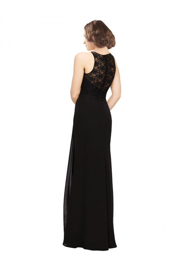 Soft Chiffon & Lace High Neck Sleeveless Long Bridesmaid Dress Kent