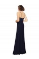 Soft Chiffon Scoop Neck Sleeveless Dark Navy Long Bridal Party Dress Kent