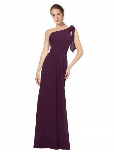 Soft Chiffon One Shoulder Sleeveless Long Bridesmaid Dresses Kent