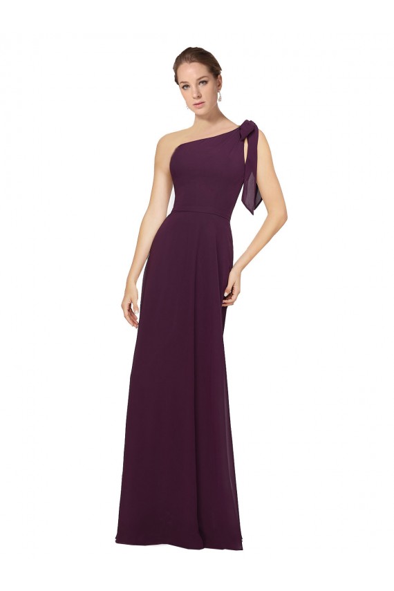 Soft Chiffon One Shoulder Sleeveless Long Bridesmaid Dresses Kent