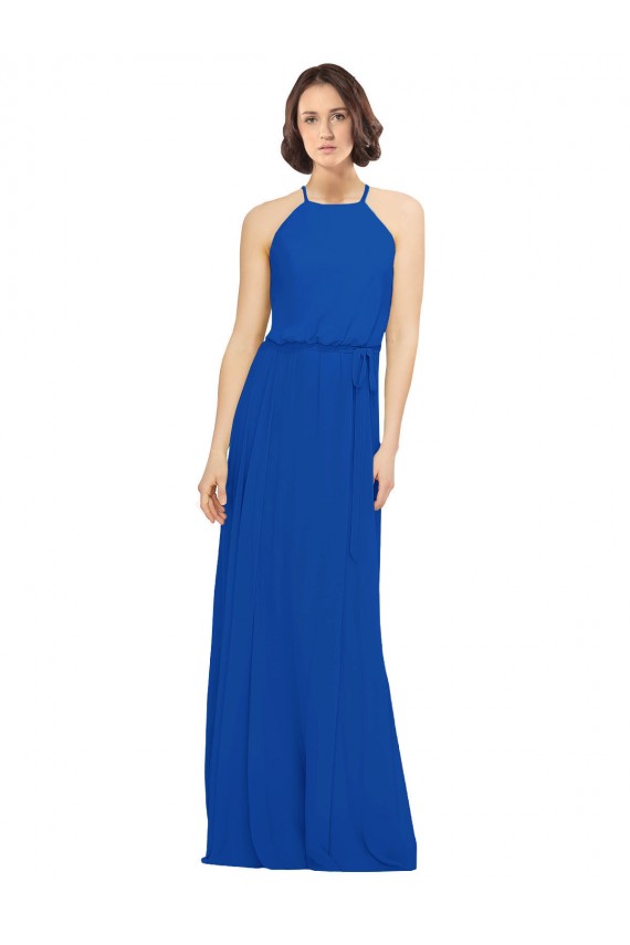 Soft Chiffon Jewel Neck Sleeveless Long Bridal Party Dress Kent