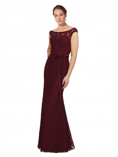 Soft Chiffon Bateau Neck Cap Sleeves Long Bridesmaid Dress Kent