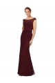 Soft Chiffon Bateau Neck Cap Sleeves Long Bridesmaid Dress Kent