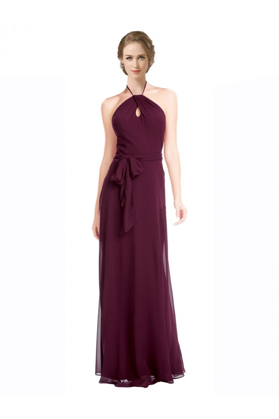 Soft Chiffon Spaghetti Straps Sleeveless Low Back Long Evening Dress / Bridesmaid Dress Kent