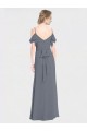 Soft Chiffon Off the Shoulder Flutter Sleeves V-Back Long Bridesmaid Dress Kent