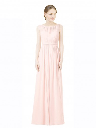 Soft Chiffon Sweetheart Sleeveless V-Back Long Bridesmaid Dress Kent